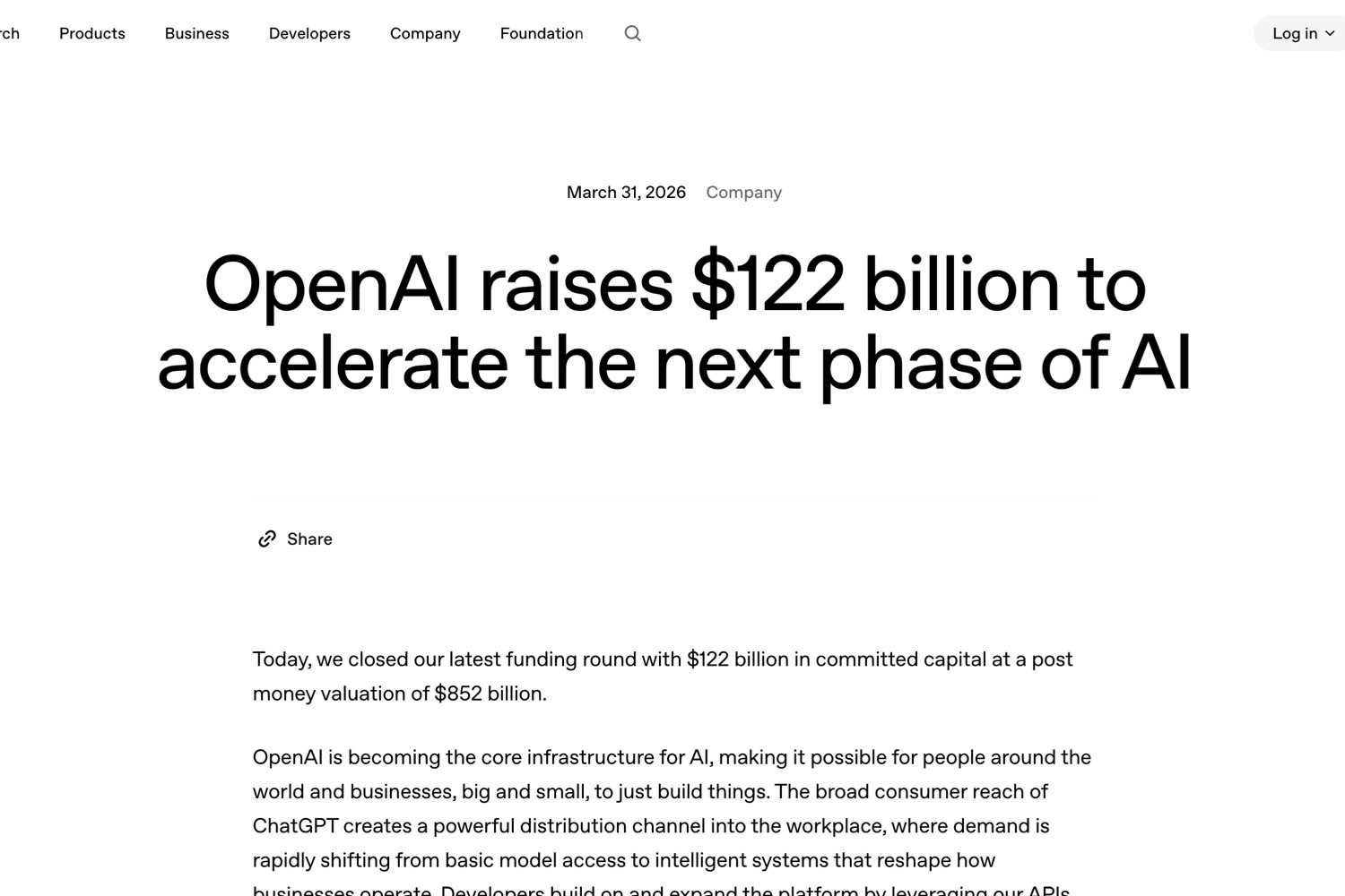 $852 Billion and Rising: OpenAI’s $122B Raise Signals a New AI World Order