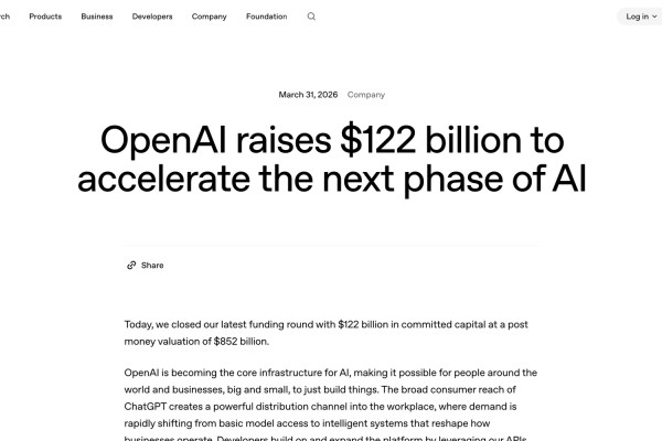 $852 Billion and Rising: OpenAI’s $122B Raise Signals a New AI World Order
